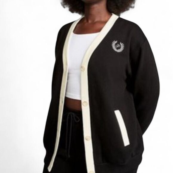 Victoria's Secret PINK premium fleece boyfriend preppy cardigan, size small - Picture 1 of 8